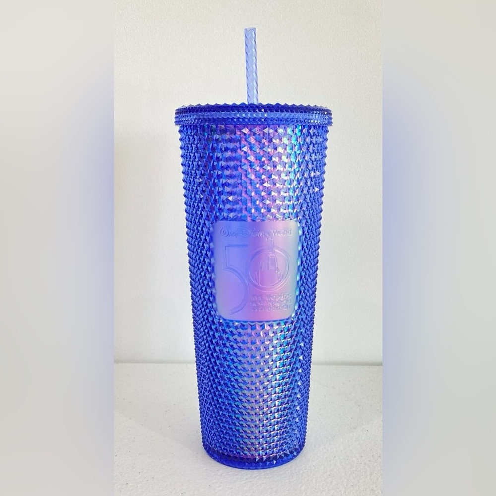 WDW 50th Anniversary Starbucks Blue Studded Tumbler with Straw 💙✨